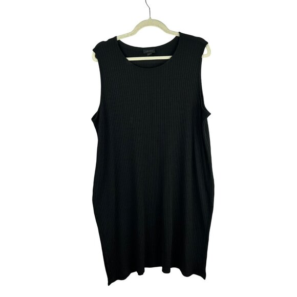 J Jill Wearever Ribbed Tank Dress Women XL Tall Long Black Stretch Knit Minimal - Picture 1 of 5